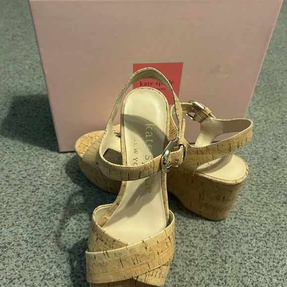NWT Kate Spade ♠️ Jasper Cork platform Wedge Sandals - Picture 7 of 11